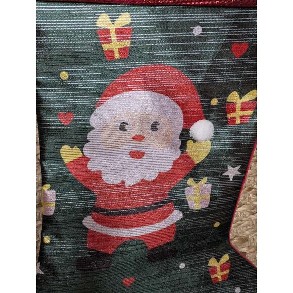New Santa Christmas Stocking Green Red Shimmer Holiday Holly Lane 20" - Picture 2 of 10